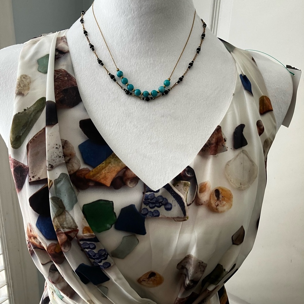 Elegant Costal vibe Multicolor Sleeveless very elegant waistband. Vintage dress - Picture 14 of 14
